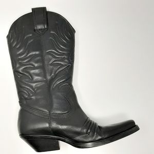 Nine West Black Cowboy Pointy Toe Boots